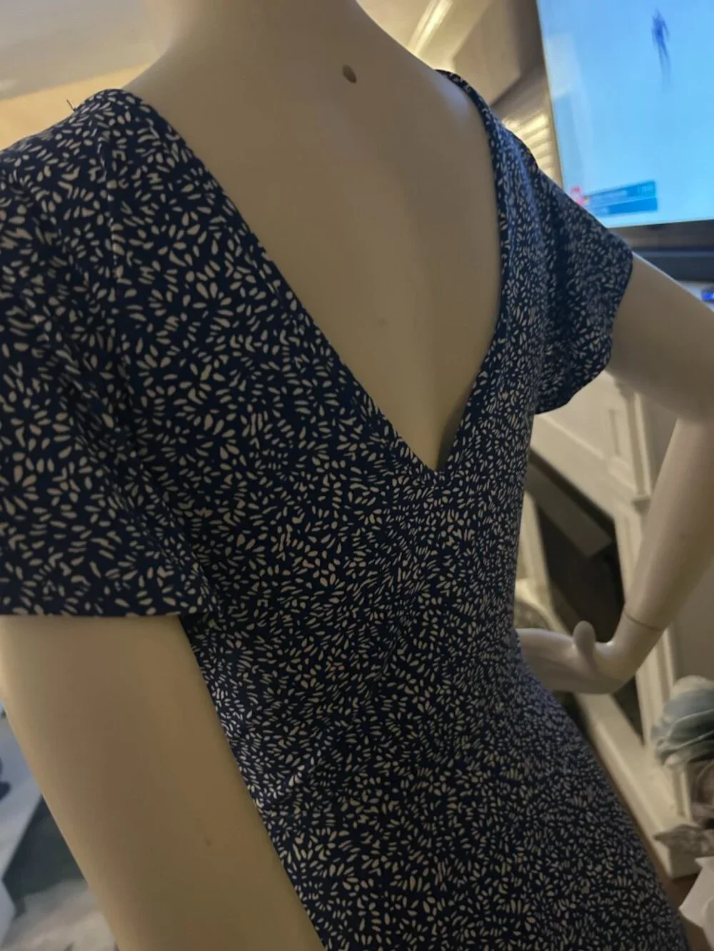 Kaleigh Soft Blue Floral Wrap Style Dress | Flowy Tie Waist Mini - Picture 5 of 6